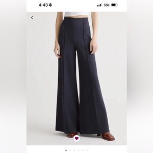 Quince ponte stretch wide leg pants, black XL.